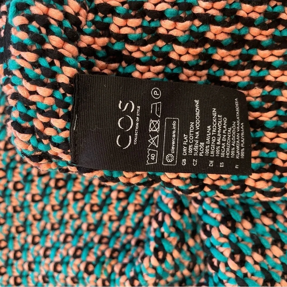 COS Crew Neck Knit Women's Sweater Teal And Peach Size Small